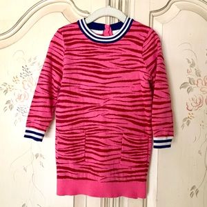 Mini Boden 3-4Y Pink Ruby Zebra Print Sweater Dress